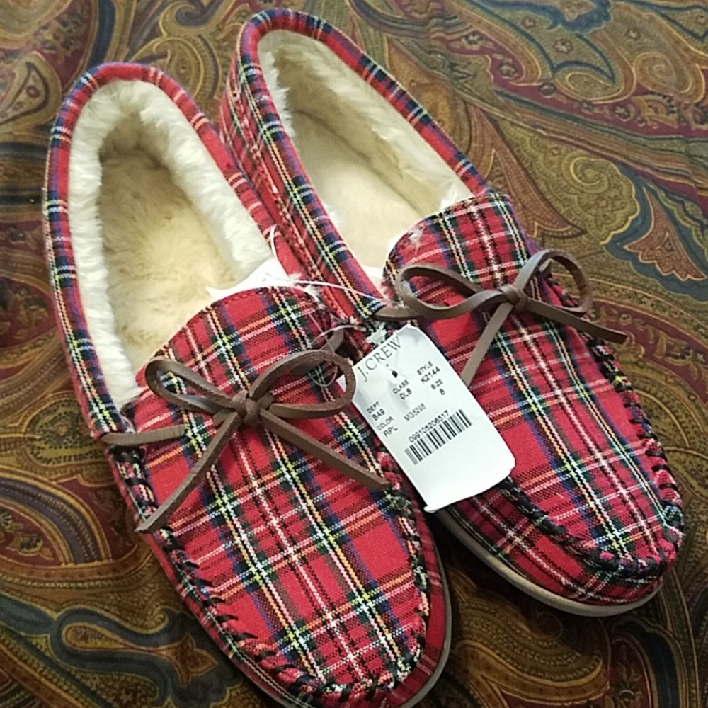 J. Crew plaid slippers